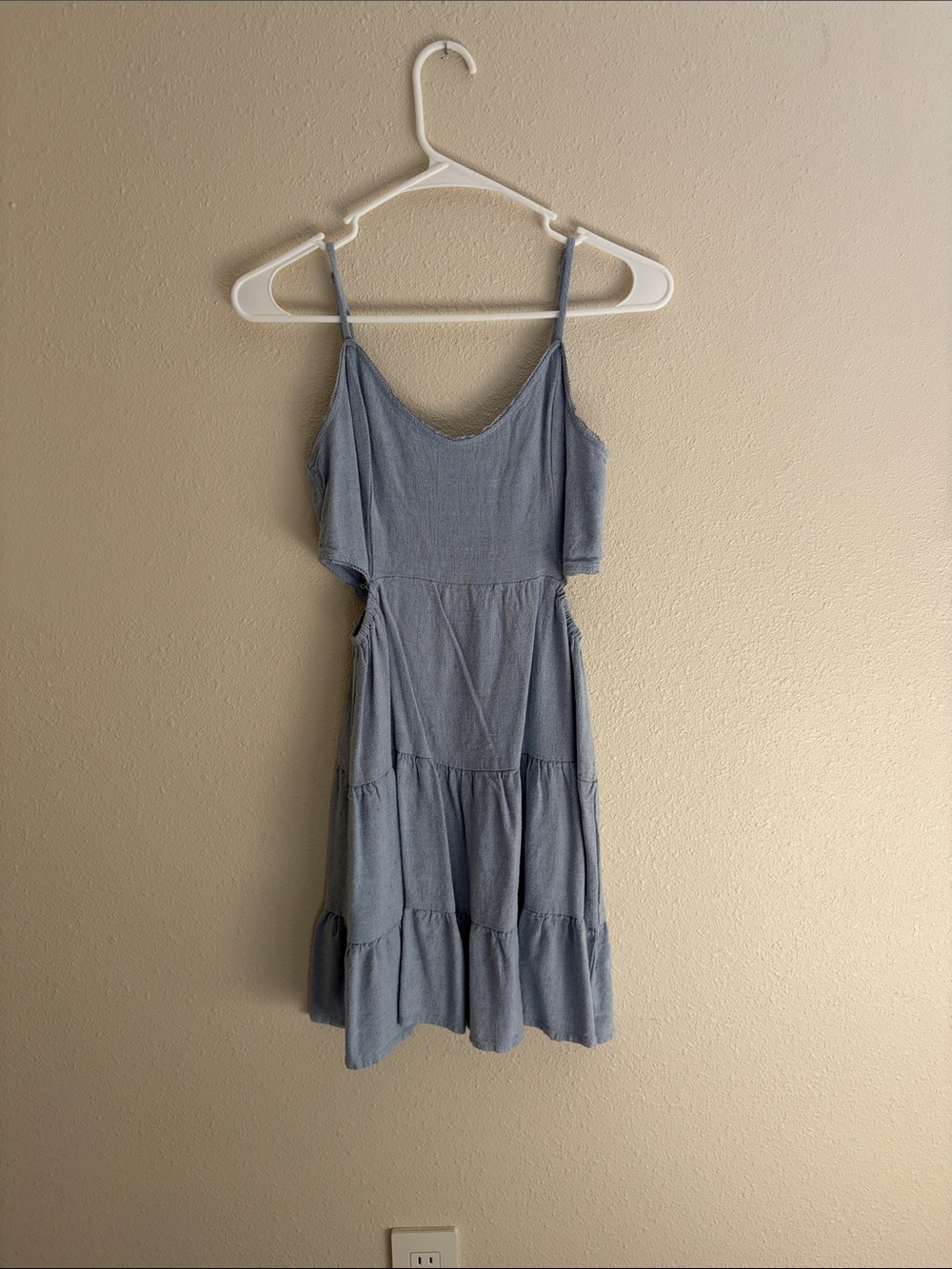 Altar'd State Light Blue Tiered Sundress with Spaghetti Straps